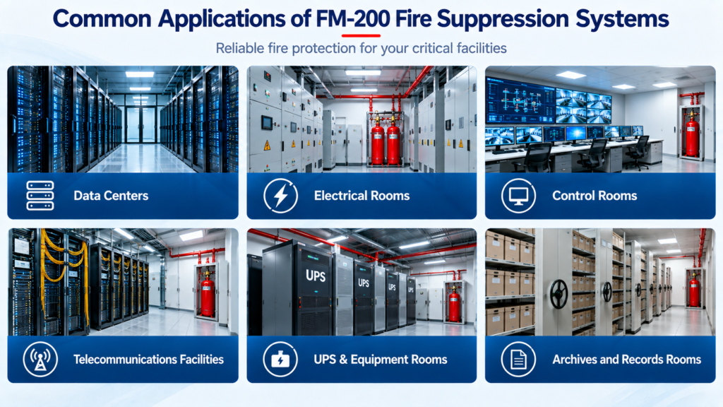 Common applications of FM-200 fire suppression systems in critical facilities