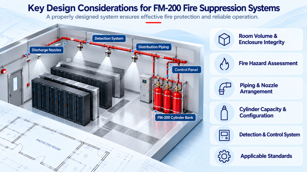 Key design considerations for an FM-200 HFC-227ea fire suppression system