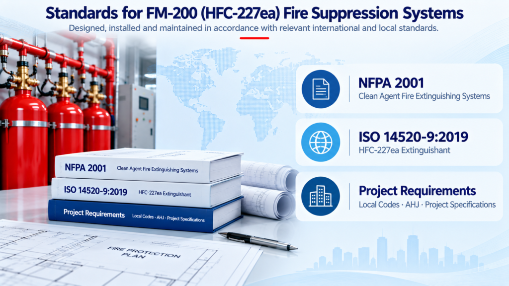Standards commonly referenced for FM-200 HFC-227ea fire suppression systems